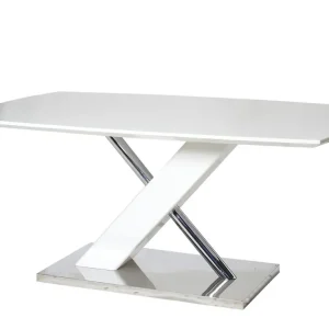 Aktuell Esstisch Daures 07 (eckig), Farbe: Weiß Hochglanz / Verchromt - Abmessungen: 160 x 90 cm (B x T)
