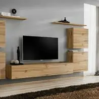 Anbauwand Wohnwand Wohnzimmer Schrankwand SWITCH IV Wotan Hochglanz Push - Click Highlight