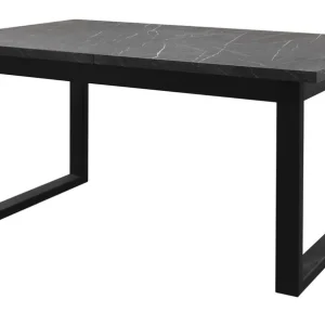 Letzte Chance Esstisch ausziehbar Ourense 05, Farbe: Marmor schwarz / Schwarz - Abmessungen: 160-240 x 90 cm (B x T)