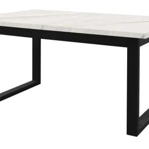 Zertifiziert Esstisch ausziehbar Ourense 05, Farbe: Marmor weiß / Schwarz - Abmessungen: 160-240 x 90 cm (B x T)