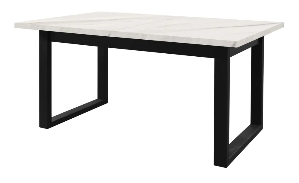 Zertifiziert Esstisch ausziehbar Ourense 05, Farbe: Marmor weiß / Schwarz - Abmessungen: 160-240 x 90 cm (B x T)