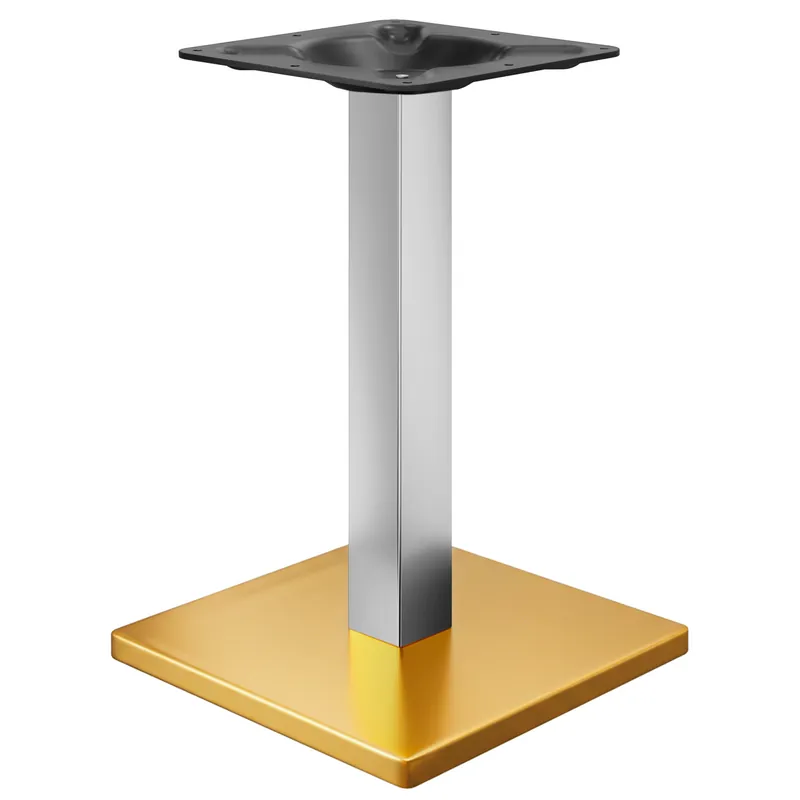 Aktuell MADRID | Bistro Tischgestell | Gold/Edelstahl | Höhe: 71 cm | Säule: 6 x 6 cm | Bodenplatte: 45 x 45 cm
