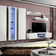 Anbauwand Wohnwand Schrankwand FLY P4 mit Led Beleuchtung und Hochglanz Meistverkauft