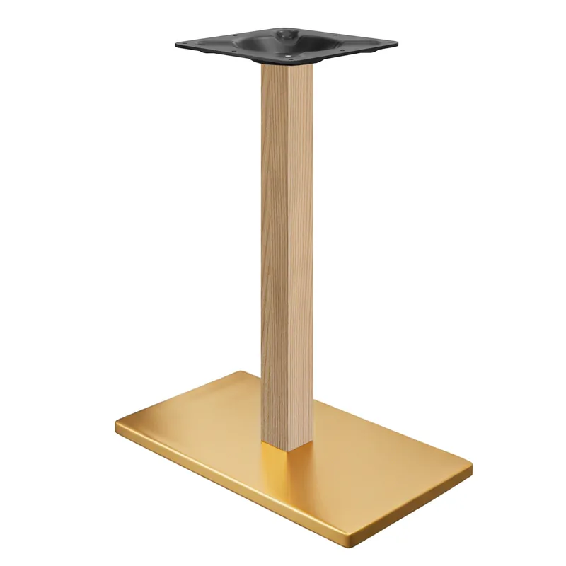 Angebot MADRID | Bistro Stehtischgestell | Gold/Eiche | Höhe: 104 cm | Säule: 6 x 6 cm | Bodenplatte: 40 x 70 cm