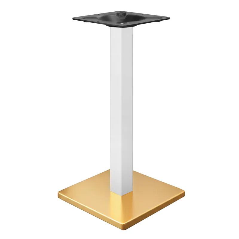 Online Kaufen MADRID | Bistro Stehtischgestell | Gold/Weiß | Höhe: 105 cm | Säule: 6 x 6 cm | Bodenplatte: 50 x 50 cm