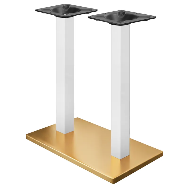 Preisreduziert MADRID | Bistro Doppel Stehtischgestell | Gold/Weiß | Höhe: 104 cm | Säule: 6 x 6 cm | Bodenplatte: 40 x 70 cm