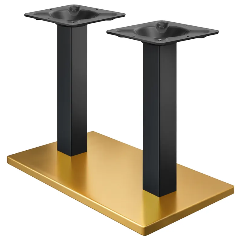 Direktkauf MADRID | Bistro Doppel Tischgestell | Gold/Schwarz | Höhe: 71 cm | Säule: 6 x 6 cm | Bodenplatte: 40 x 70 cm