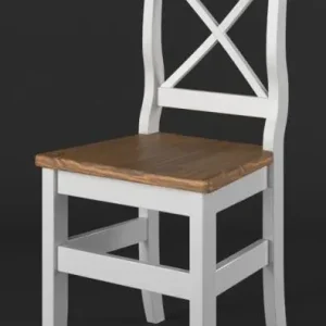 Abverkauf Stuhl Kiefer Vollholz massiv weiß / braun Lagopus 11 - Abmessungen: 97 x 46 x 47 cm (H x B x T)