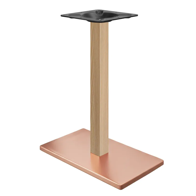 Neuheit MADRID | Bistro Stehtischgestell | Kupfer/Eiche | Höhe: 104 cm | Säule: 8 x 8 cm | Bodenplatte: 40 x 70 cm