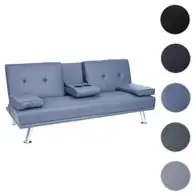 3er-Sofa HWC-F60, Couch Schlafsofa Gästebett, Tassenhalter verstellbar 97x166cm Geprüft