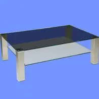 Aktuell BRI2059 Couchtisch Parsolglas 120x80x49cm Satinoglasablage Edelstahlstollen Rollen