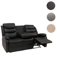 3er Kinosessel HWC-O62, Fernsehsessel mit Armlehne, Liegefunktion Kunstleder Direktkauf
