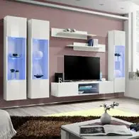 Anbauwand Wohnwand Schrankwand FLY P3 mit Led Beleuchtung und Hochglanz Knallerangebot