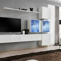 Anbauwand Wohnwand Wohnzimmer Schrankwand SWITCH XIX Hochglanz PVC PushClick Led Kostenloser Versand