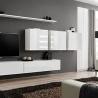 Anbauwand Wohnwand Wohnzimmer Schrankwand SWITCH VII mit Hochglanz PVC und Push Click Top-Preis