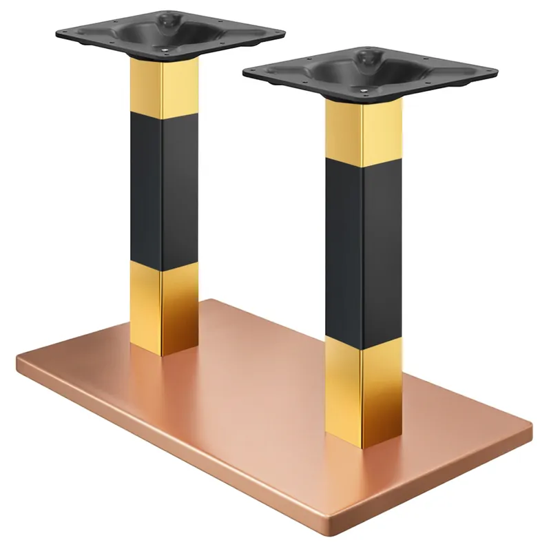 Markenware MADRID | Bistro Doppel Tischgestell | Kupfer/Gold/Schwarz | Höhe: 71 cm | Säule: 8 x 8 cm | Bodenplatte: 40 x 70 cm