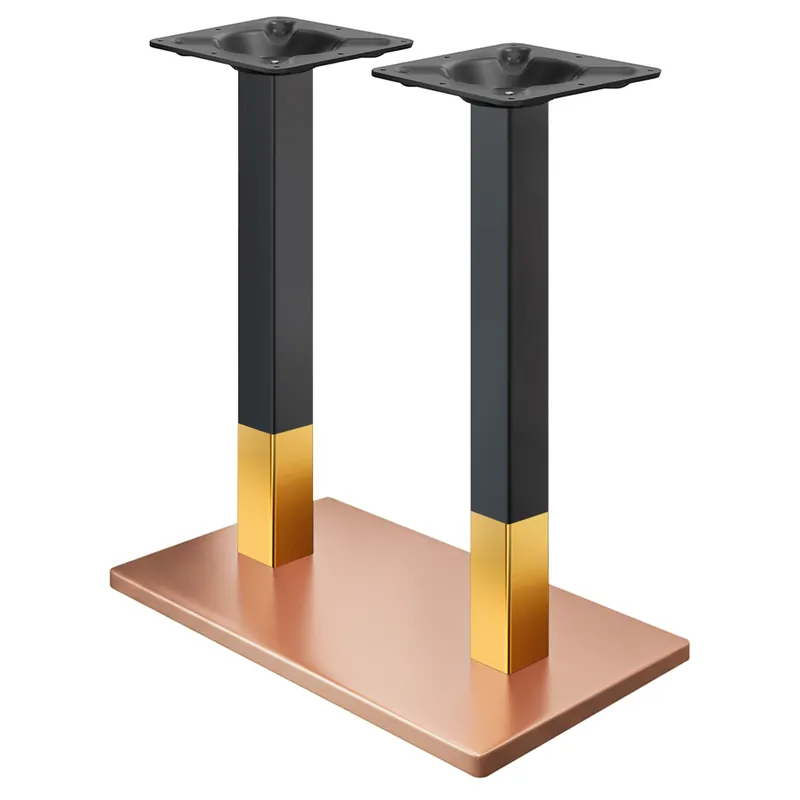 Preisknaller MADRID | Bistro Doppel Stehtischgestell | Kupfer/Gold/Schwarz | Höhe: 104 cm | Säule: 8 x 8 cm | Bodenplatte: 40 x 70 cm