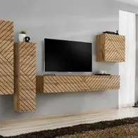 Anbauwand Wohnwand Schrankwand SWITCH III Wotan Lamellen Hochglanz Push - Click Letzte Chance