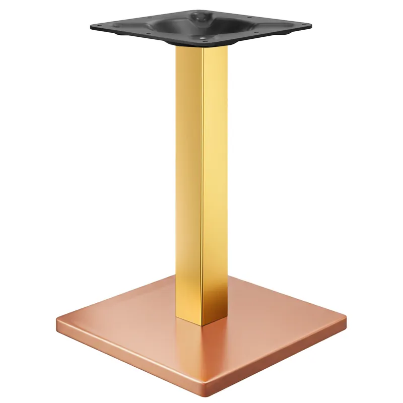 Expressversand MADRID | Bistro Tischgestell | Kupfer/Gold | Höhe: 72 cm | Säule: 8 x 8 cm | Bodenplatte: 50 x 50 cm