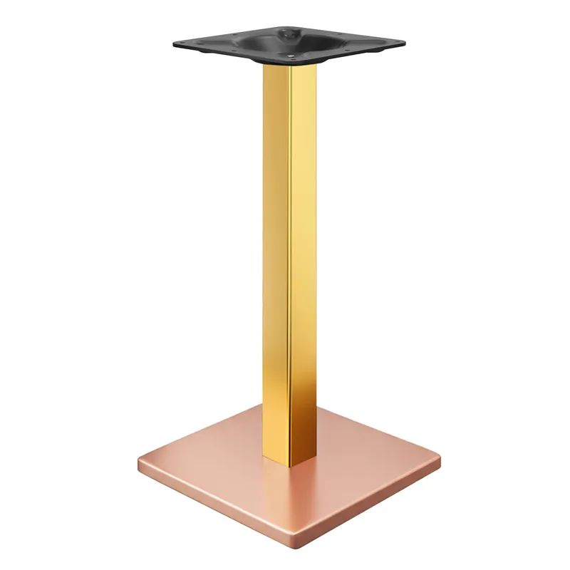 Preiswert MADRID | Bistro Stehtischgestell | Kupfer/Gold | Höhe: 104 cm | Säule: 8 x 8 cm | Bodenplatte: 45 x 45 cm