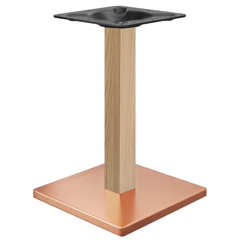 Angebot MADRID | Bistro Tischgestell | Kupfer/Eiche | Höhe: 71 cm | Säule: 8 x 8 cm | Bodenplatte: 45 x 45 cm