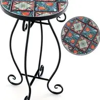 Abverkauf Beistelltisch Mosaiktisch Rund, Mosaik Gartentisch Bistrotisch, 30 x 50 cm tisch