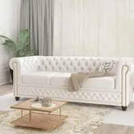 Abverkauf Chloe - Sofa 3 sitzer mit Schlaffunktion Chesterfield aus veganem Leder mit Holzfüßen