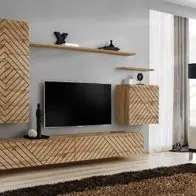 Anbauwand Wohnwand Schrankwand SWITCH II Wotan mit Lamellen Hochglanz Push Click Abverkauf