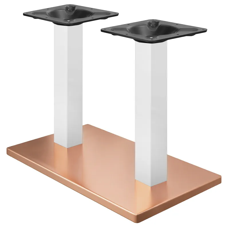 Rabatt MADRID | Bistro Doppel Tischgestell | Kupfer/Weiß | Höhe: 72 cm | Säule: 8 x 8 cm | Bodenplatte: 40 x 70 cm