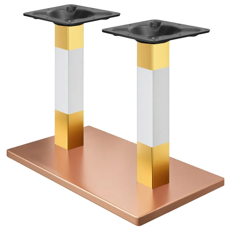 Neu MADRID | Bistro Doppel Tischgestell | Kupfer/Weiß/Gold | Höhe: 71 cm | Säule: 6 x 6 cm | Bodenplatte: 40 x 70 cm