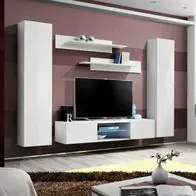 Anbauwand Wohnwand Schrankwand FLY O1 mit Hochglanz und Led Beleuchtung Online Kaufen