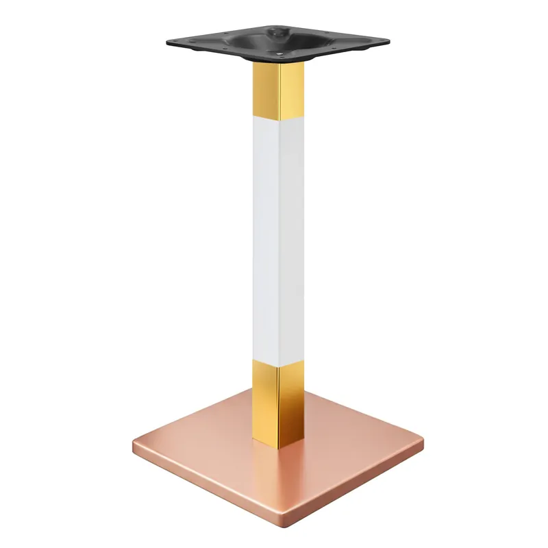 Kostenfreie Lieferung MADRID | Bistro Stehtischgestell | Kupfer/Weiß/Gold | Höhe: 104 cm | Säule: 6 x 6 cm | Bodenplatte: 45 x 45 cm