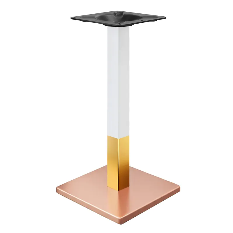 Echt MADRID | Bistro Stehtischgestell | Kupfer/Weiß/Gold | Höhe: 104 cm | Säule: 6 x 6 cm | Bodenplatte: 50 x 50 cm