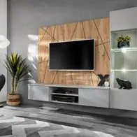 Wohnwand Anbauwand Wohnzimmer Schrankwand XARI PGAS mit Led und Push - Click Echt