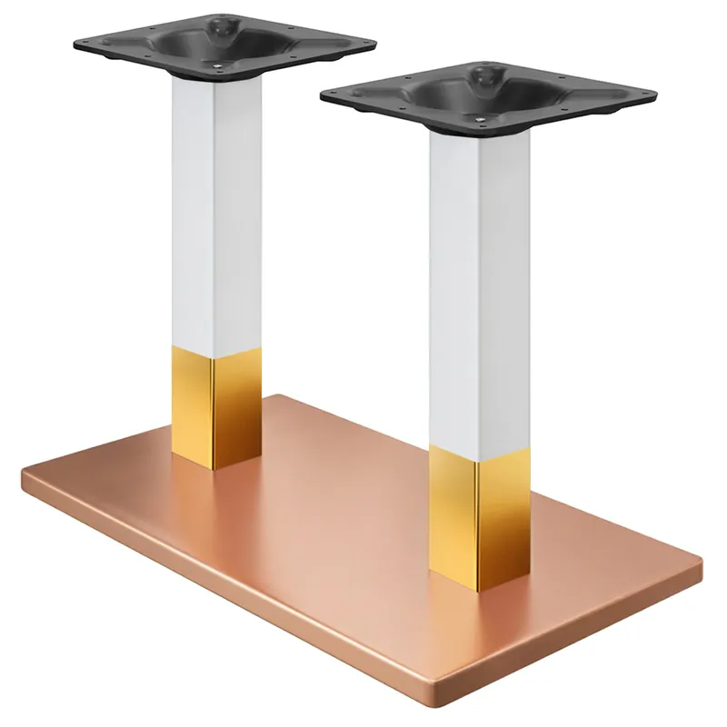 Direktkauf MADRID | Bistro Doppel Tischgestell | Kupfer/Weiß/Gold | Höhe: 71 cm | Säule: 6 x 6 cm | Bodenplatte: 40 x 70 cm