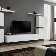 Anbauwand Wohnwand Wohnzimmer Schrankwand SWITCH IV mit Hochglanz PVC und Push Click Neue Kollektion