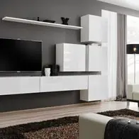 Anbauwand Wohnwand Wohnzimmer Schrankwand SWITCH IX mit Hochglanz PVC und Push Click Abverkauf