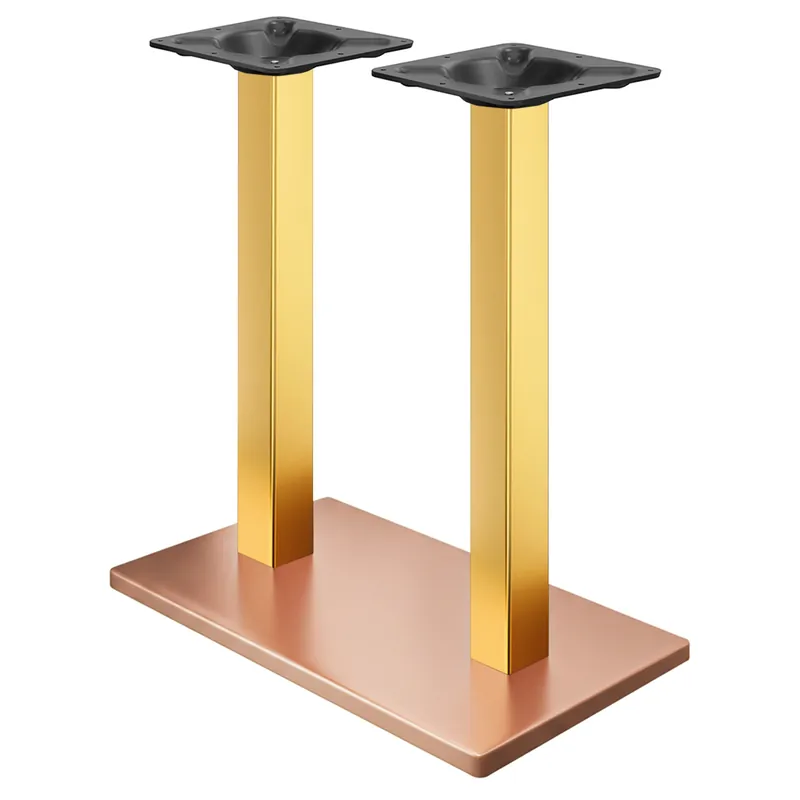 Garantierte Lieferung MADRID | Bistro Doppel Stehtischgestell | Kupfer/Gold | Höhe: 105 cm | Säule: 6 x 6 cm | Bodenplatte: 40 x 70 cm