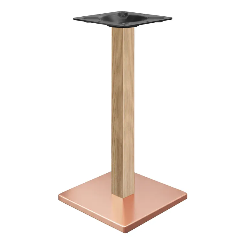 Sonderaktion MADRID | Bistro Stehtischgestell | Kupfer/Eiche | Höhe: 105 cm | Säule: 6 x 6 cm | Bodenplatte: 45 x 45 cm