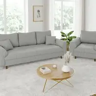 Zertifiziert Maya - Polstergarnitur 3 + 1 mit Braun Holzfüßen im skandinavischen Stil