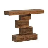 Akzenttisch mit geometrischem Sockel, moderner Beistelltisch Konsole Zertifiziert