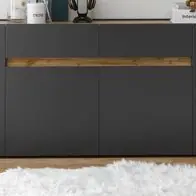 Aktuell Sideboard Kommode "Center" in grau matt und Wotan Eiche 220 x 87 cm