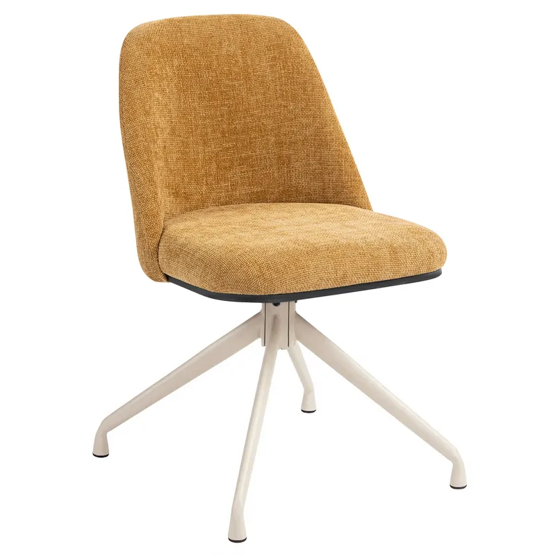 TINA | Hotel Stuhl | Textil/Stoff | Honig Braun | Gestell: Weiß | Drehfunktion Sichere Zahlung