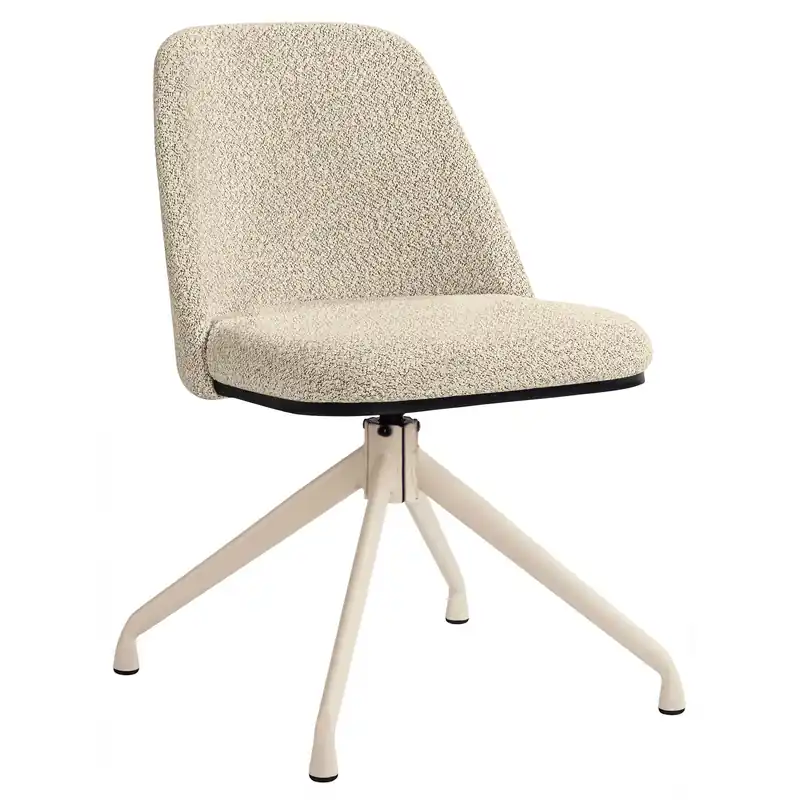 Schnäppchen TINA | Hotel Stuhl | Teddystoff | Beige | Gestell: Weiß | Drehfunktion