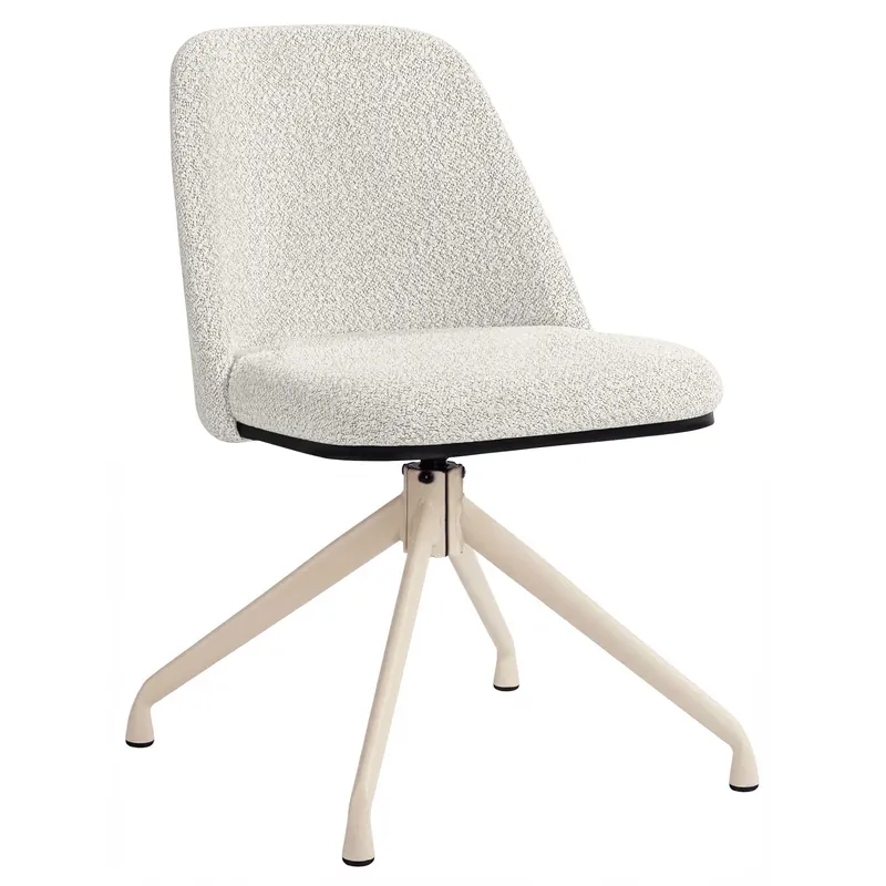 Bestseller TINA | Hotel Stuhl | Teddystoff | Creme | Gestell: Weiß | Drehfunktion