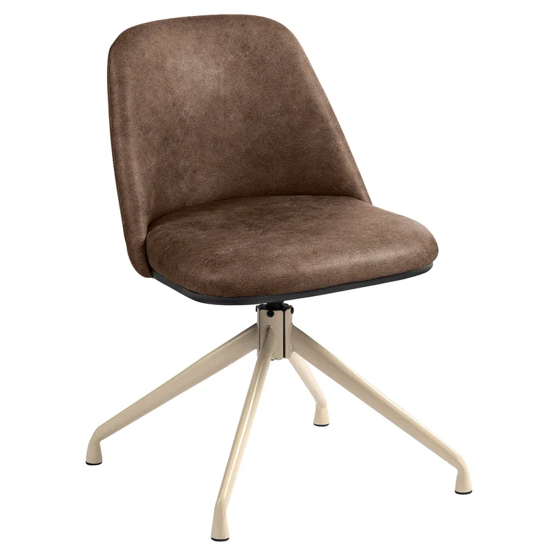 Preisreduziert TINA | Hotel Stuhl | Leder | Braun | Gestell: Weiß | Drehfunktion