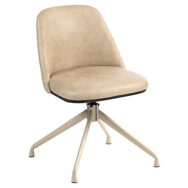 Billig TINA | Hotel Stuhl | Leder | Beige | Gestell: Weiß | Drehfunktion