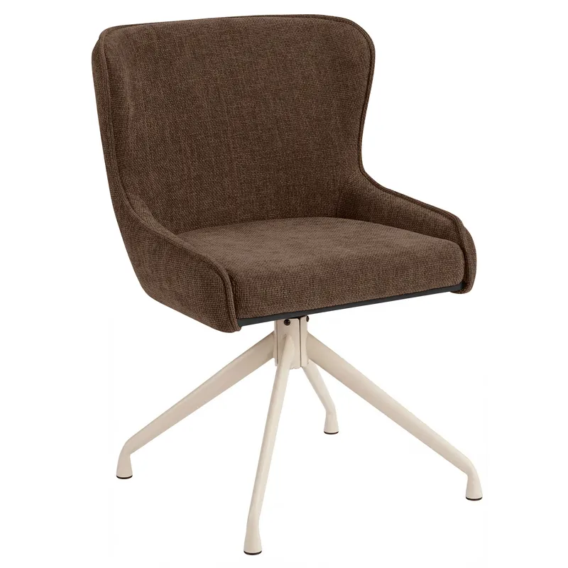 Nur Für Kurze Zeit JULIUS | Hotel Stuhl | Textil/Stoff | Braun | Gestell: Weiß | Drehfunktion