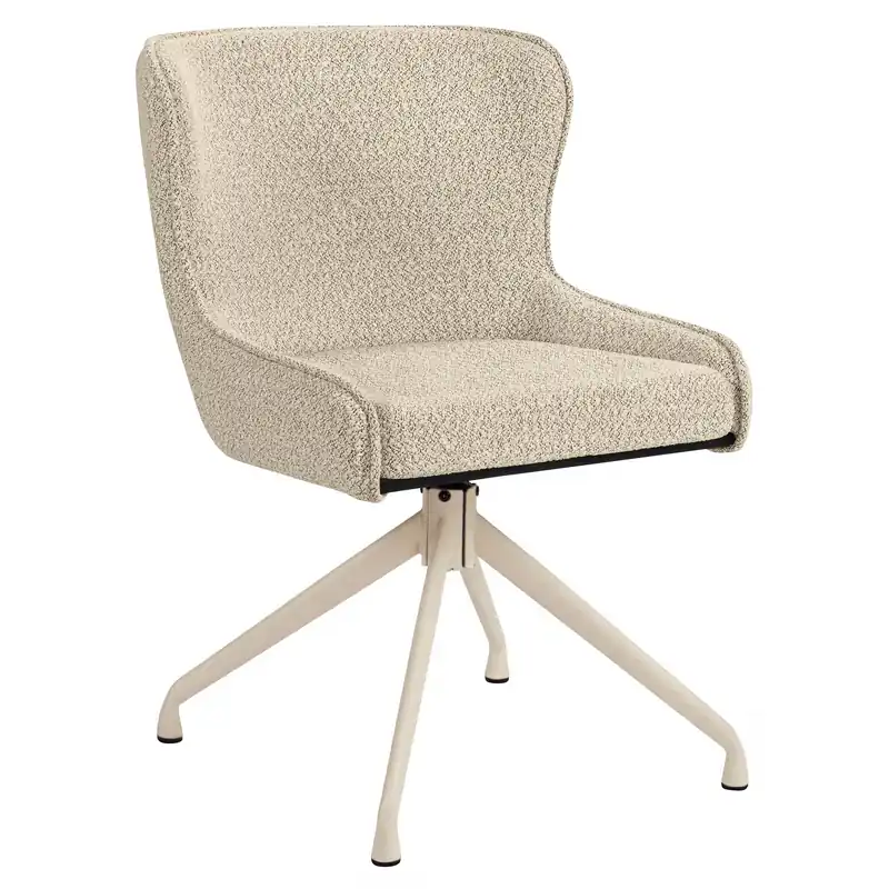 Aktuell JULIUS | Hotel Stuhl | Teddystoff | Beige | Gestell: Weiß | Drehfunktion