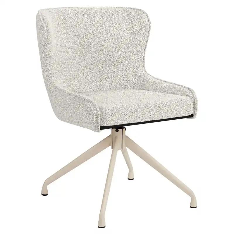 Online Kaufen JULIUS | Hotel Stuhl | Teddystoff | Creme | Gestell: Weiß | Drehfunktion